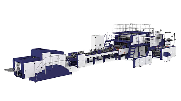 Roll-fed J-cut Paper Bag Making Machine with Twisted/ Flat Handles and Top Over-folding