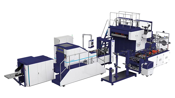 Upright Flat Handles Block Bottom Paper Bag Making Machine