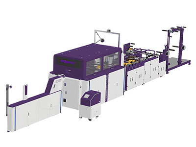 Roll-fed J-cut Paper Bag Making Machine with Twisted/ Flat Handles and Top Over-folding