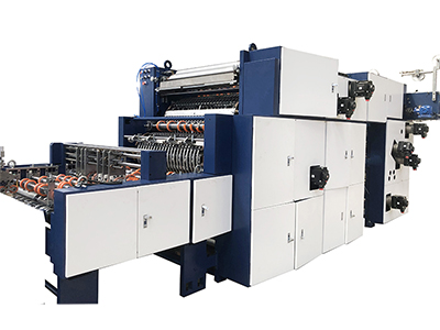 Roll-fed J-cut Paper Bag Making Machine with Twisted/ Flat Handles and Top Over-folding