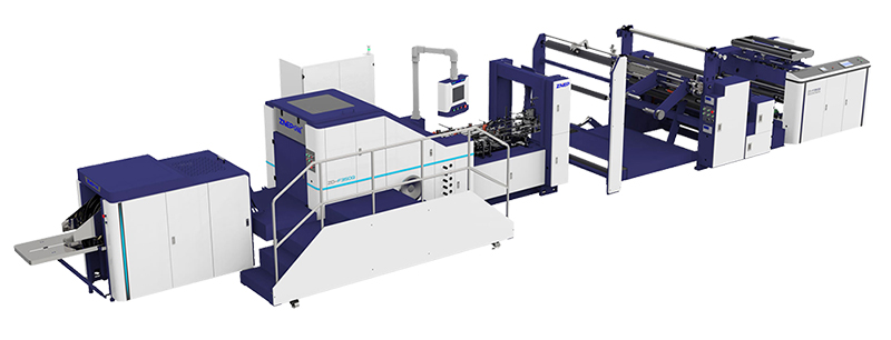 Die-cut Handles Block Bottom Bag Making Machine